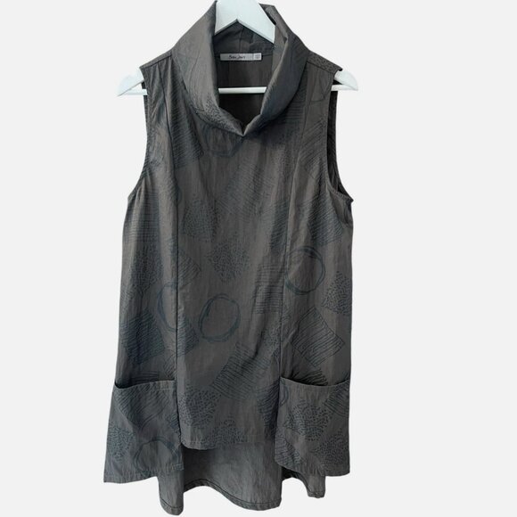 Beau Jours Leona Lagenlook Cowl Neck High Low Tunic Top with Pockets Women's M - Picture 2 of 11